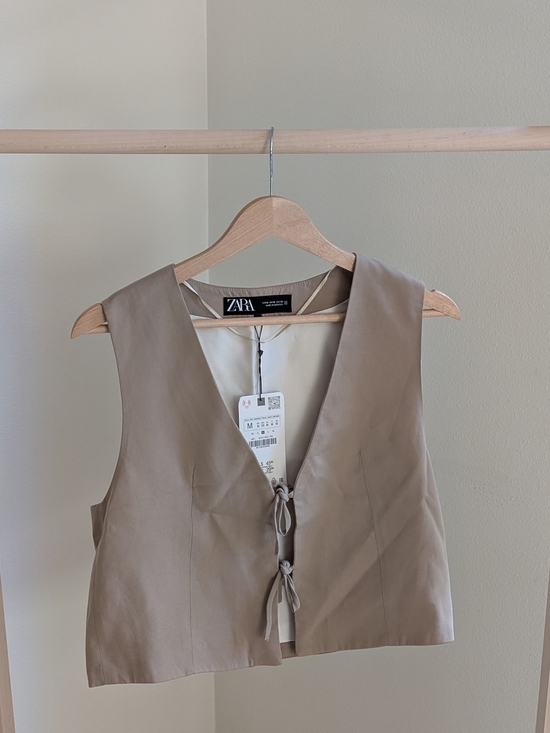Zara Tops - NWT ZARA Tie-Front Sleeveless Vest Top In Taupe - M